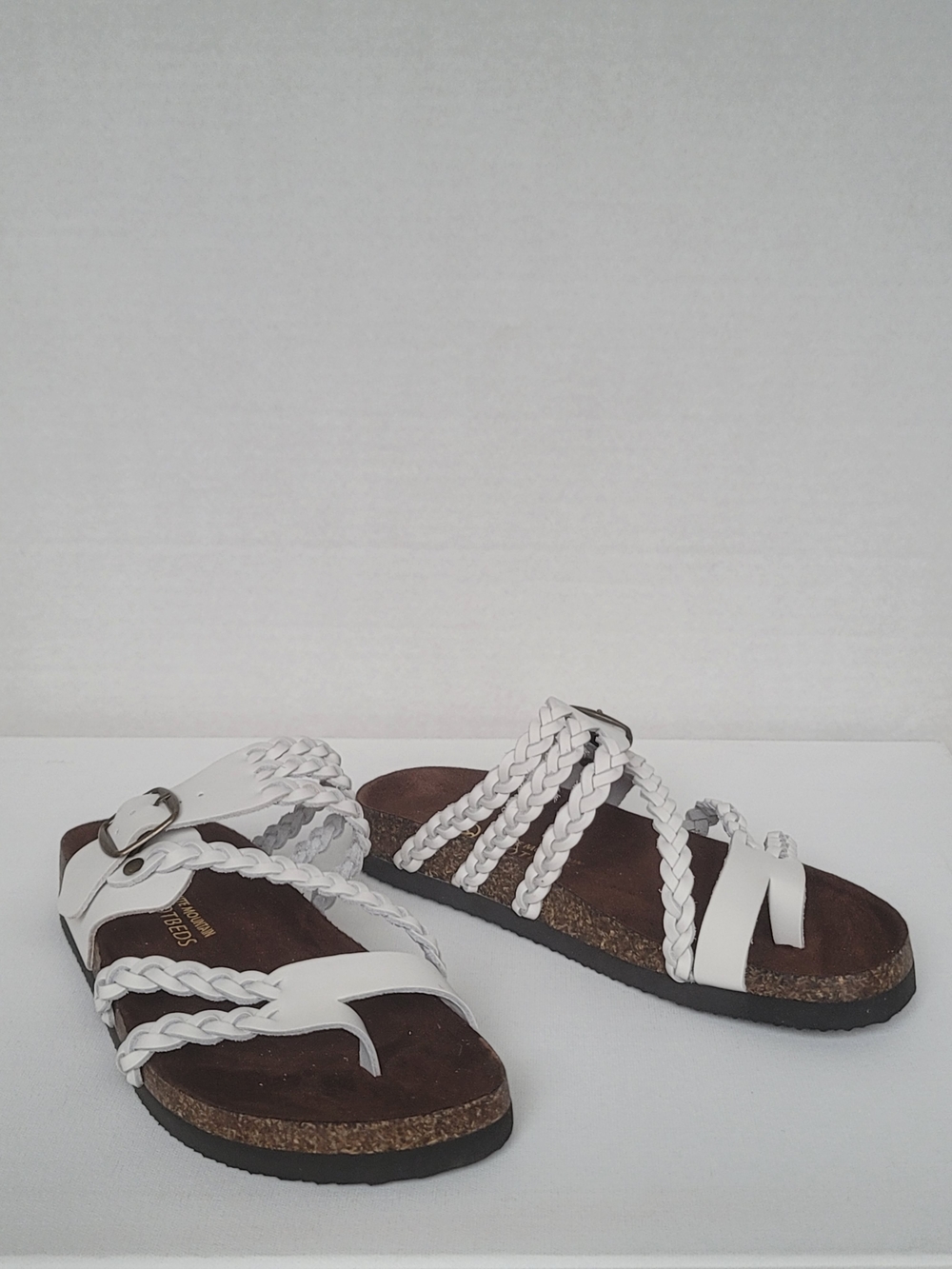 White Mountain Footbeds Hayleigh Leather Braided Molded Footbed Sandal Size 7M